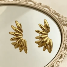 Creative Personalized Design Ins Style Metal Asymmetrical Open Sunflower Women's Earrings - Gold - View 14