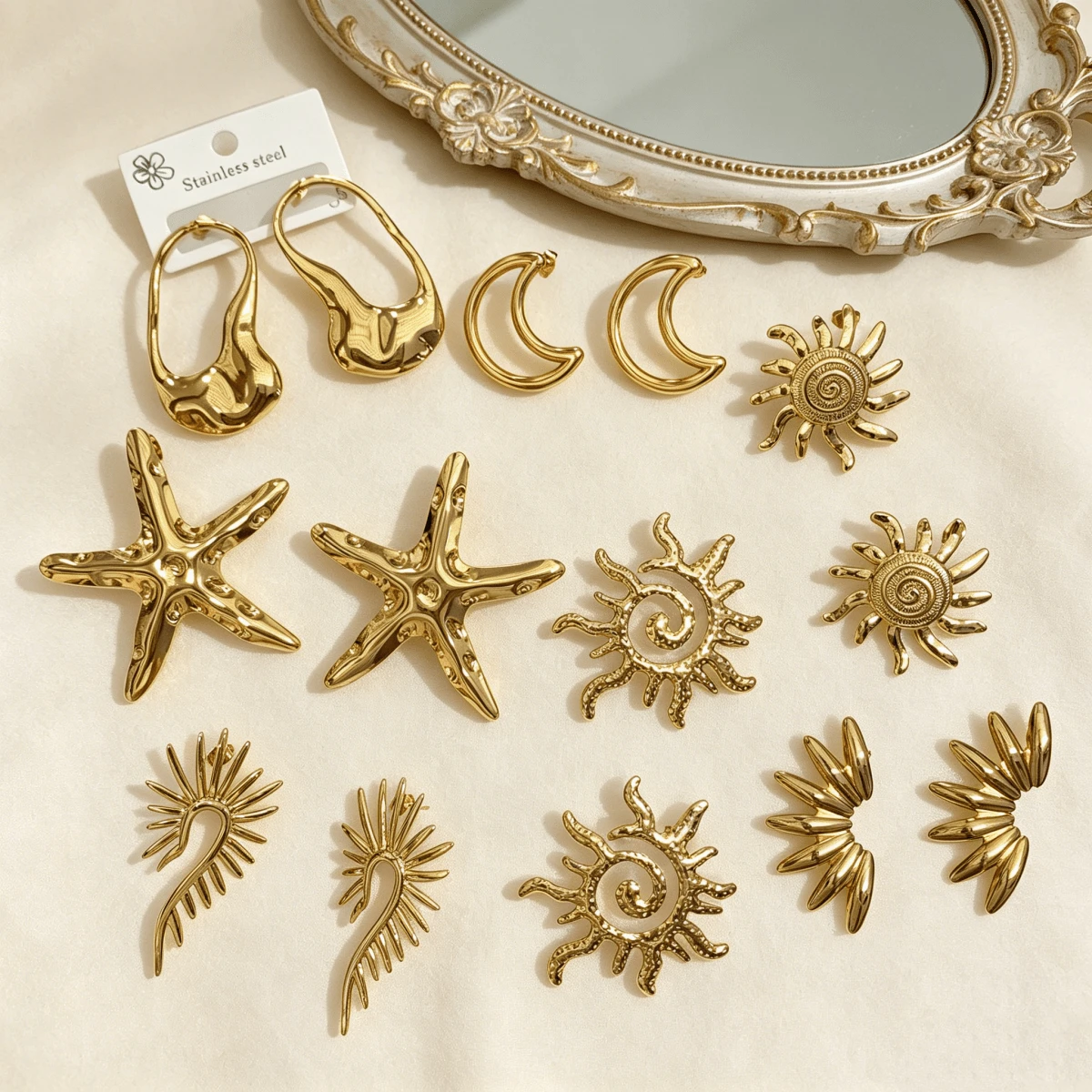 Creative Personalized Design Ins Style Metal Asymmetrical Open Sunflower Women's Earrings - Gold - View 1