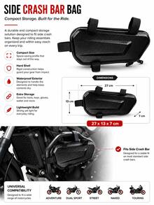 Tas Samping Motor Tahan Air, Tas Pelindung Benturan Universal Hard Shell Kulit PU, Tas Pelindung Mesin, Dengan Tali Bahu yang Dapat Diatur, Tas Penyimpanan Rangka, Tas Perkakas, Cocok Untuk Motor Street, Sport, Off-Road, dan Cruiser, Tidak Perlu Alat, Pemasangan Mudah | Aksesori Motor Penyimpanan Hard Shell - A - View 7
