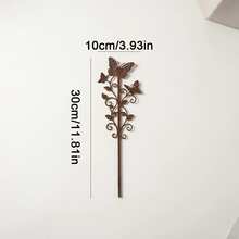 1pc Rustic Metal Butterfly Garden Stake - 12 Inches, Decorative Plant Support Trellis For Yard Art, Weathered Finish - Butterfly - View 8
