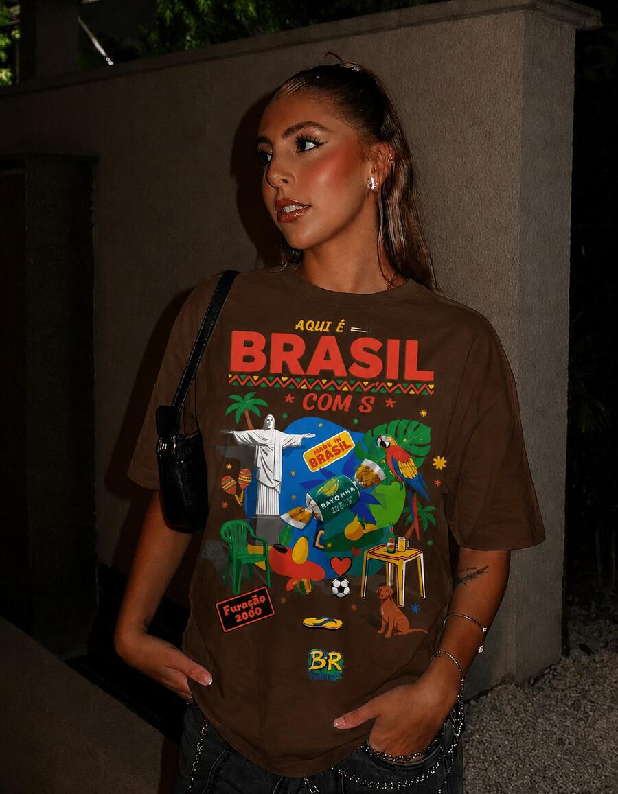 Women's Brazil T-Shirt With S, Casual, Delicate, Cool, 100% Cotton, Beach, Holiday, Vacation - 鏽棕色 - 查看 1
