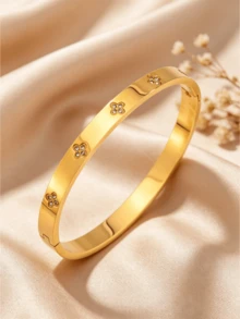 Camhanno 4/1件組優雅不鏽鋼珠寶套組，百搭4件式休閒出遊飾品，生日與節慶完美驚喜禮物 - 金色5 - 查看 11
