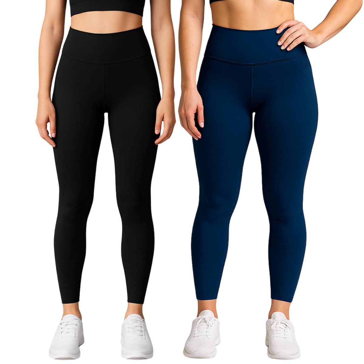 Flannel Pants For Cold Weather With Warm Lining, High Waist, Sizes S To XL. - Kit2-black-blue - View 1