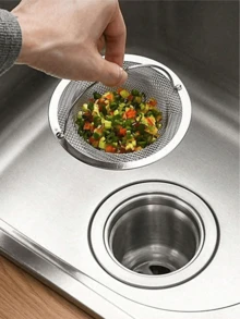 1pc Stainless Steel Sink Strainer With Handle, Rust-Proof Mesh Design, Suitable For Kitchen & Bathroom Sinks, Effectively Prevent Clogging, Ideal For Draining Fruits And Vegetables - Filter Screen With Handle - View 5