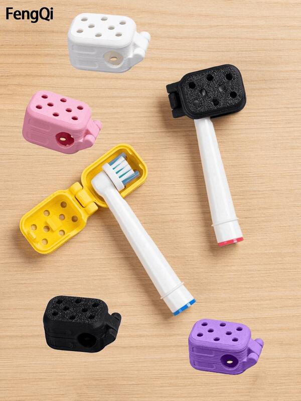 1/2/5pcs Electric Toothbrush Head Protective Cover, Suitable For Round Toothbrush Heads, 3D Printed Protective Case, Travel Toothbrush Cover, Suitable For Home, School, Bathroom, Keeps Brush Head Clean, Portable Lightweight Clip-On Design