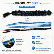 7pcs Viking Hair Extensions Set, Unisex 24 Inch Handmade Braided Ponytail Hair Accessories, Halloween Viking Costume Renaissance Warrior Accessory, Blue Mixed Brown Bohemian Style Braided Hair, Suitable For Halloween Cosplay And Party - Multicolor - View 3