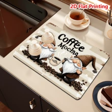 1/10Pcs, Coffee Dwarf Printed Absorbent Dish Drying Mat For Kitchen Counter,Coffee Bar Mat,Non-Slip Rubber Backed,Hide Stains & Quick Dry,For Espresso Machine,Coffee Station,Cups & Sink - Camel - View 14