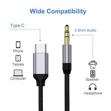 USB-C auf 3,5-mm-Audio-Hilfsanschluss-Kabel - Typ-C auf männlichen Lautsprecher-Adapter - Stereo-Audio-Verlängerungskabel - flaches Kabeldesign - weiches Audio-Kabel - Premium-Audio-Anschluss - langanhaltend - USB-C auf 3,5-mm-Konverter - kompatibel mit Ultra 20/10, Pro, Kopfhörerverlängerung, Mobilaudio-Setup, Autosound - Technikbegeisterte, Autoaudio-Fans - A - Übersicht 1