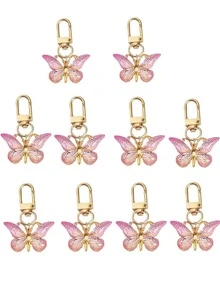 15/3pcs Butterfly Keychain Set, Includes Butterfly Keychain, Thank You Card, Pink Organza Bag, Party Gift Bag, Bridal Shower Decor, Wedding - Multicolor - View 9