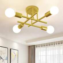 4-Head Iron Branch Ceiling Light, Minimalist Modern Design For Bedroom, Hallway, Corridor, Dining Room, Living Room - Multicolor - View 16