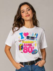 Retro 80s Flashback Women's T-Shirt, Vintage Style - Putih - View 3
