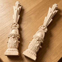 2pcs Solid Wood Carving Stigma, Woodworking Supplies, Home Decorations, Suitable For Cabinets, Doors And Windows, Furniture, Background Walls, Porches, Offices And Other Decorations, Holiday Decorations, DIY Decorations. - Multicolor - View 2
