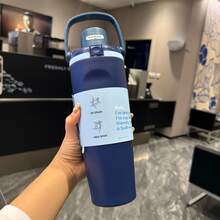 0W-ALA' 30oz  Sports Water Bottle With A Comfortable Handle For Easy Carrying. Triple-Layer Insulation Keeps Drinks Cold For 24 Hours. Designed Specifically For Hydration Lovers. Vacuum Insulated Bottle/Cup, Water Bottle/Drinking Vessel, Stainless Steel Insulated Cup, Suitable For Both Hot And Cold Coffee. - Xanh đậm - Xem 1
