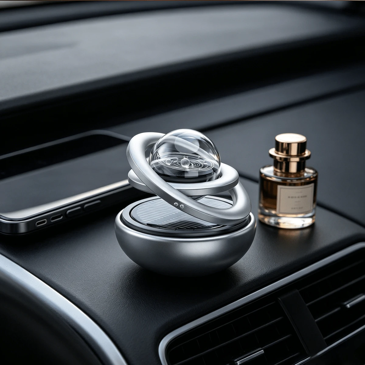 1. Rotating Car Fragrance Aluminum Interstellar Floating Car Fragrance Accessory, Car Fragrance, Car Fragrance Base, High-End Rotating Decoration, Suitable For Car Center Console
