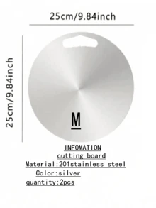 1pc/2pcs/3pcs/Outdoor, Kitchen Stainless Steel Cutting Board, Pizza Cutting Board, Stainless Steel Round Cutting Board, Dishwasher Double-Sided Pizza Meat Fruit Vegetable - Stainless Steel Color - View 21