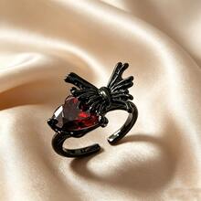 Gothic Retro Spider & Butterfly Open Ring - Black - View 6