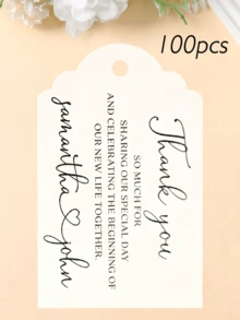 Customized Wine Bottle Tags, Customized Gift Tags, Customized Thank You Cards, Customized Clothing Tags, Customized Paper Box Tags, Customized Cards, Customized Thank You Cards, Customized Shaped Greeting Cards, For Party, Holiday, Gathering, Restaurant, Wedding, Back To School Season, Confession Season - Wedding Tag - View 25