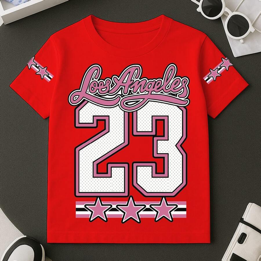 Camiseta Estampada Los Angeles 23 T-shirt Blusa 100% Algodão Premium Masculino Do Tamanho 2 ao GG - Vermelho - Visão 1