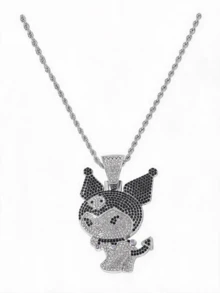 Miniso Kuromi Full Rhinestone Pendant Necklace 1Pc Rope Chain Sparkling Lightweight For Women Daily Party Travel Work Gift Versatile - Style1 - View 5