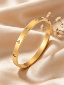 Camhanno 4/1件裝優雅不鏽鋼珠寶套組，百搭4件式休閒外出飾品，生日與節慶完美驚喜禮物 - 金色4 - 查看 3