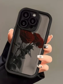1個黑色極簡紅玫瑰全包覆TPU防震手機殼，適用於Apple 17、16、15、14、13、12、11 Pro Max、Air及系列 - 彩色 - 查看 3