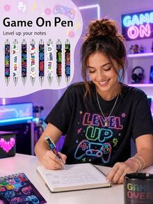 10PCS Game Theme Mini Spiral Notebooks And Ballpoint Pens Set, Colorful Neon Game Controller Pixel Pattern Stationery, Portable Memo Pads For School, Classroom, Office, Suitable As Birthday Party Favors, Classroom Rewards, Gamer Gifts And Video Game Party Supplies - Game-themed Sticky Notepad + Themed Pen - View 6