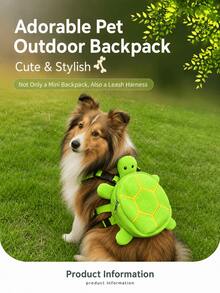 Cute Turtle Shaped Pet Backpack Harness Leash, Plush Snack Storage Dog Small Bag, With Adjustable Chest Strap And Leash Design, Suitable For Small To Medium Dogs, Teddy, Puppies And Cats For Outdoor Use. Soft And Adorable Design, Can Hold A Small Amount Of Snacks Or Small Items, Comfortable And Secure To Wear. Suitable For Daily Pet Walking, Outdoor Strolling, Travel And Photo Matching, A Practical And Cute Pet Outdoor Accessory. - Green - View 7