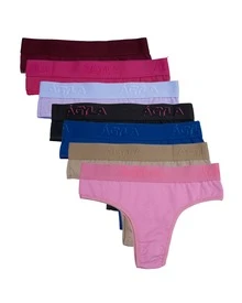 Kit com 10 Tangas Fio Dental com Elástico Largo Calcinha Cintura Alta em Cotton Liso Conforto e Qualidade - Multicolorido - Visão 5