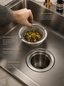 1pc Stainless Steel Sink Strainer With Handle, Rust-Proof Mesh Design, Suitable For Kitchen & Bathroom Sinks, Effectively Prevent Clogging, Ideal For Draining Fruits And Vegetables - Filter Screen With Handle - View 3