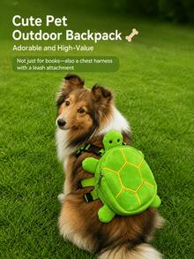 Cute Turtle Shaped Pet Backpack Harness Leash, Plush Snack Storage Dog Small Bag, With Adjustable Chest Strap And Leash Design, Suitable For Small To Medium Dogs, Teddy, Puppies And Cats For Outdoor Use. Soft And Adorable Design, Can Hold A Small Amount Of Snacks Or Small Items, Comfortable And Secure To Wear. Suitable For Daily Pet Walking, Outdoor Strolling, Travel And Photo Matching, A Practical And Cute Pet Outdoor Accessory. - Green - View 2
