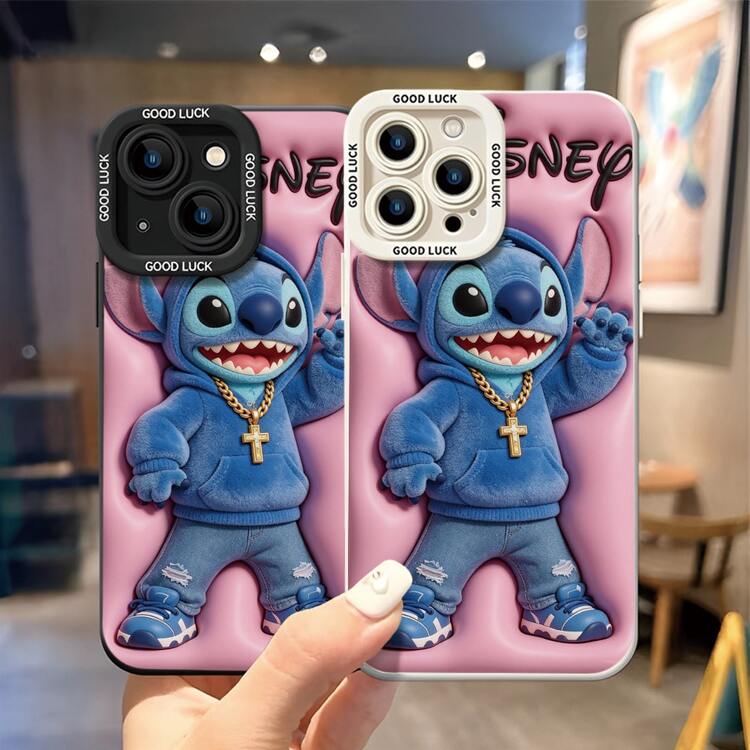 Disney Lilo & Stitch Stitch Phone Case, Cute Stitch Character Print In Streetwear Hoodie, Denim Jeans, Cross Necklace & Sneakers, Classic Disney Logo & Gentle Pink Background, Shockproof TPU Protective Back Cover For IPhone 15 14 13 12 Pro Max, Disney Stitch Phone Case For IPhone 17, 16, 15, 14, 13, 12, And 11 Pro ,Galaxy S22 ,S23,S24,S25 Models. A Fun Gift For Family, Friends, Birthdays, Holidays, And Special Occasions. - trắng - Xem 1