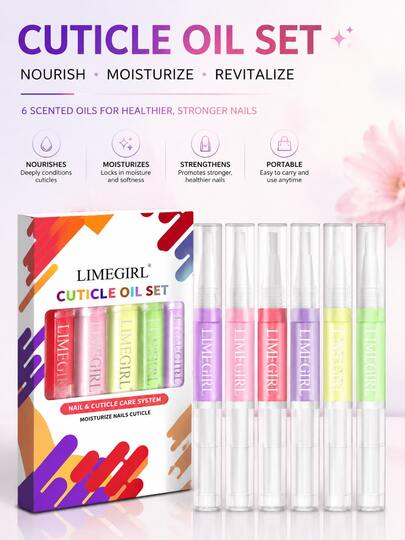 LIMEGIRL 6pcs Natural Nail Repair Pen: Vitamin E Enriched Nail Repair Polish, Repairs Damaged Nails, Nourishes And Softens Nails, Strengthens Nail Protection, Suitable For Damaged Skin And Brittle Nails