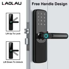 L.A.OL.A.U LAO LAU Smart Door Lock With Handle, 5-In-1 Keyless Entry Fingerprint Door Lock, Tuya WiFi App Control, Touchscreen Keypad, IC Card And Mechanical Key Unlock, Reversible Aluminum Alloy Electronic Lock For Home, Hotel, Apartment And Office - Multicolor - View 7