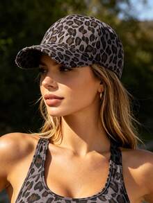 Unisex Leopard Print Distressed Denim Baseball Cap - A - View 3