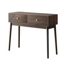 Mid-Century Modern Console Table With Drawers, Retro Reception Table With Open Shelves, Modern Coffee Table For Living Room, Entryway And Hallway, Walnut - 棕色 - 查看 7