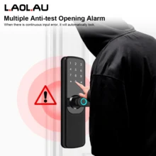 L.A.OL.A.U LAO LAU Smart Door Lock With Handle, 5-In-1 Keyless Entry Fingerprint Door Lock, Tuya WiFi App Control, Touchscreen Keypad, IC Card And Mechanical Key Unlock, Reversible Aluminum Alloy Electronic Lock For Home, Hotel, Apartment And Office - Multicolor - View 6