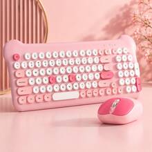 Pastel Bluetooth Keyboard And Mouse Kit For Girls | Ultra-Thin Silent Keyboard With Square Keys | Rechargeable, Compatible With 3 Systems And All Devices - Baby Pink - View 4