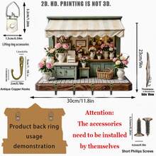 1pc Vintage Green Plant Wooden Key Holder Hook Wall Mount Rack With 4 Metal Hooks Home Decor Entryway Storage Organizer Room Villa Bathroom Kitchen Garden Leaf Design Multifunctional Interior Accessories - Multicolor - View 12
