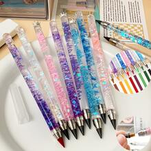 10pcs Crown Quicksand Eternal Pencils, No Sharpening Required Replaceable Nib Eternal Pencils, Cute Japanese Style Stationery, Suitable For Students Writing And Drawing - Sets - View 1