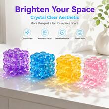 1pc Random Color 3D Bubble Squeeze Ball, Super Elastic Crystal Clear Squeeze Fingertip Toy, Stress Relief Tennis Ball, Sensory Anxiety Relief Toy For Adults And Children, Fun Venting Toy For Office, Classroom, Home, Ideal For Stress Management - Multicolor - View 3