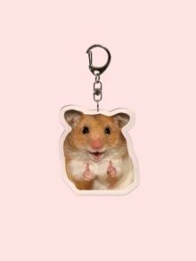 1pc/6pcs Cute Hamster Expression Acrylic Keychain, With Sweet Potato & Bow Hamster Print Rodent Pendant, Backpack Charm, Gift For Hamster Lovers - Multicolor - View 8