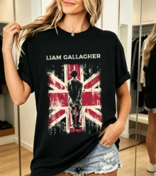 Liam Gallagher T-Shirt 100% Cotton Union Jack Unisex - 黑色 - 查看 1