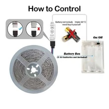 Lampu Strip LED RGB Bertenaga 3 Baterai AA (Baterai Tidak Termasuk), Kontrol 3 Tombol, 20 Warna Statis, Lampu LED Fleksibel Perekat Diri untuk Dekorasi Kamar Tidur, Pesta, dan Perkemahan - Kotak Baterai 3 Kunci - View 5