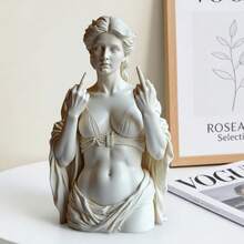 1件幽默女神雕像，樹脂藝術雕塑裝飾，手工藝裝飾雕塑，北歐風格家居雕像，獨特花園裝飾，適用於居家、辦公室、臥室、書架，完美適合家居裝飾、窗戶裝飾、桌面裝飾、書架裝飾、客廳陳列 - 多色 - 查看 4