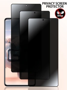 3-Pack Full Coverage Privacy Tempered Glass Screen Protector, Anti-Scratch Anti-Peeping Protective Film For Infinix, Easy Installation, No Bubbles, Easy Cleaning, Durable - Black - View 1