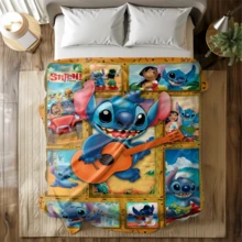 Disney 1件裝 Cars & The Secret Door 史迪奇迪士尼卡通主題法蘭絨印花毯，冷氣蓋毯 - 100% 聚酯纖維針織絎縫毯，數位印花 - 舒適床上用品適用於四季，適合午睡、露營、旅行 - 朋友與家人的理想禮物，舒適法蘭絨毯 - 多種尺寸可選，超柔軟，適用於沙發/床，四季必備 - 彩色 - 查看 3