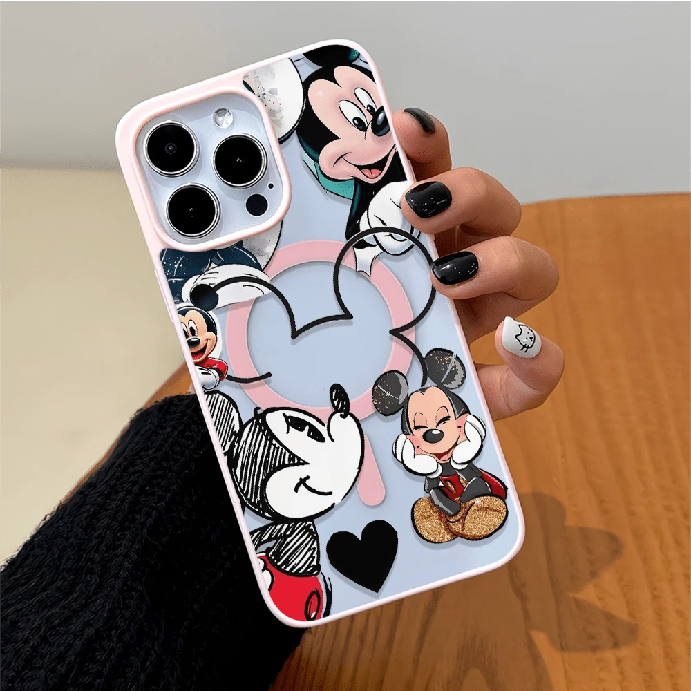 Disney Disney. ‌   Mickey Mouse Patterned Phone Case Featuring Various Designs Of Mickey With A Heart Motif. Compatible With 17, 16, 15, 14, 13, 12, And 11 Pro Models, Offering Shockproof Protection. A Perfect Gift For Family, Frids, Birthdays, Holidays, And Special Occasions..Christmas Accessories. - White - View 1