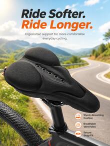 Funda para sillín de bicicleta, cojín de asiento de bicicleta cómodo y transpirable, almohadilla de asiento de ciclismo acolchada de esponja suave antideslizante para viajes, bicicleta de montaña y de carretera, accesorios y equipos para bicicleta para mujeres y hombres - A - Ver 3