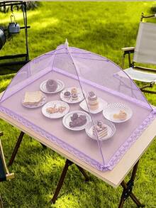 1 pieza Cubierta plegable para alimentos de insectos/mosquitos de color púrpura - Toldo de malla desmontable y lavable para verduras, apto para camping/restaurante - Multicolor - Ver 2