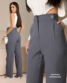 Women's Pants/Tailored Pants/Basic Pants/Elegant Pants/Skinny Pants/Pocket Zipper Button - 深灰色 - 查看 1
